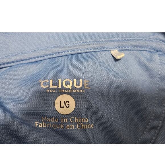 Clique Men's Large Carolina Lakes Golf Club Logo Blue and White Performance Polo - Picture 2 of 6